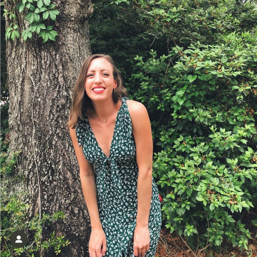 Reformation Dark Green Floral Tie-Front Midi Dress